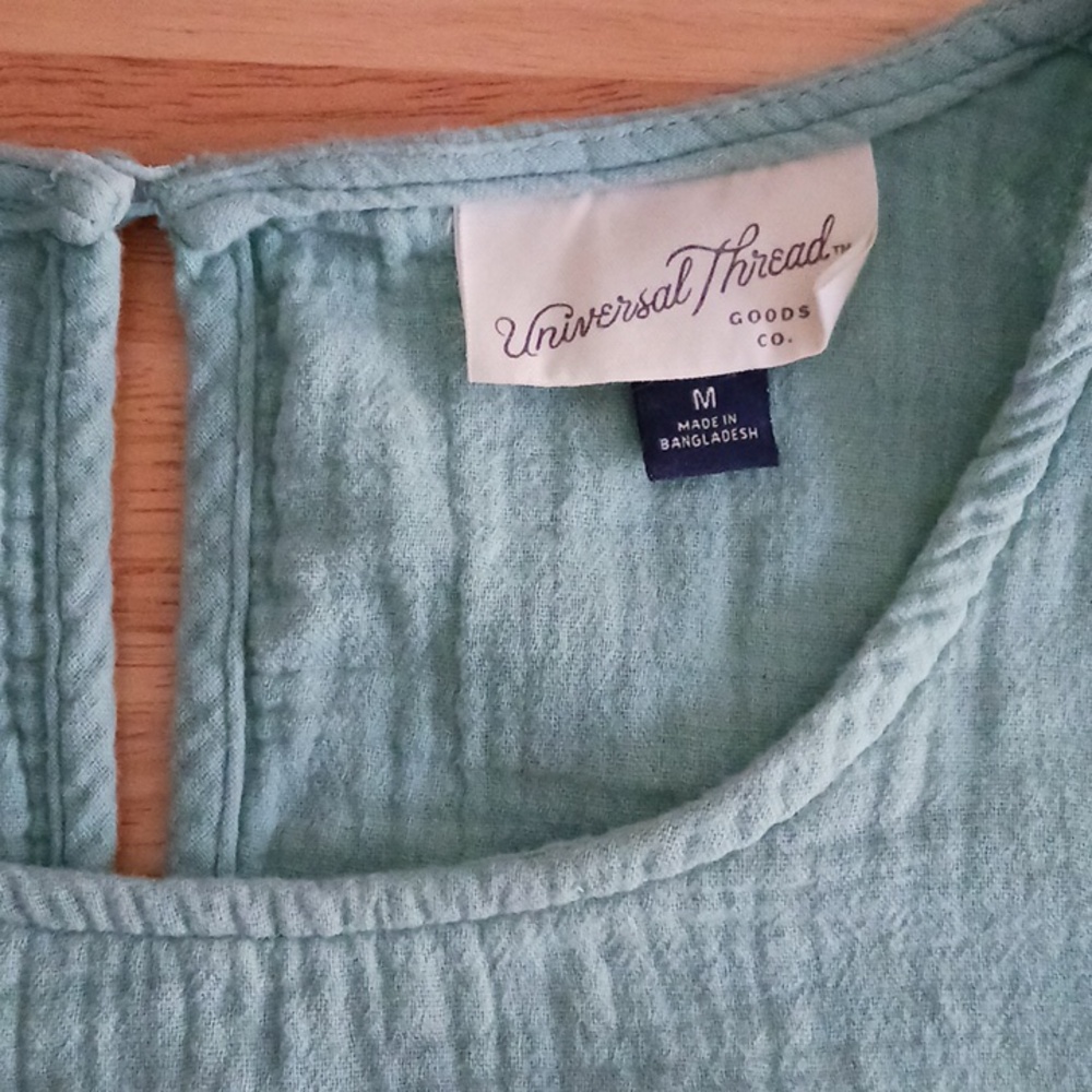 Universal Thread Cotton Gauze Turquoise Sleeveless Dress Size M - Picture 9 of 10